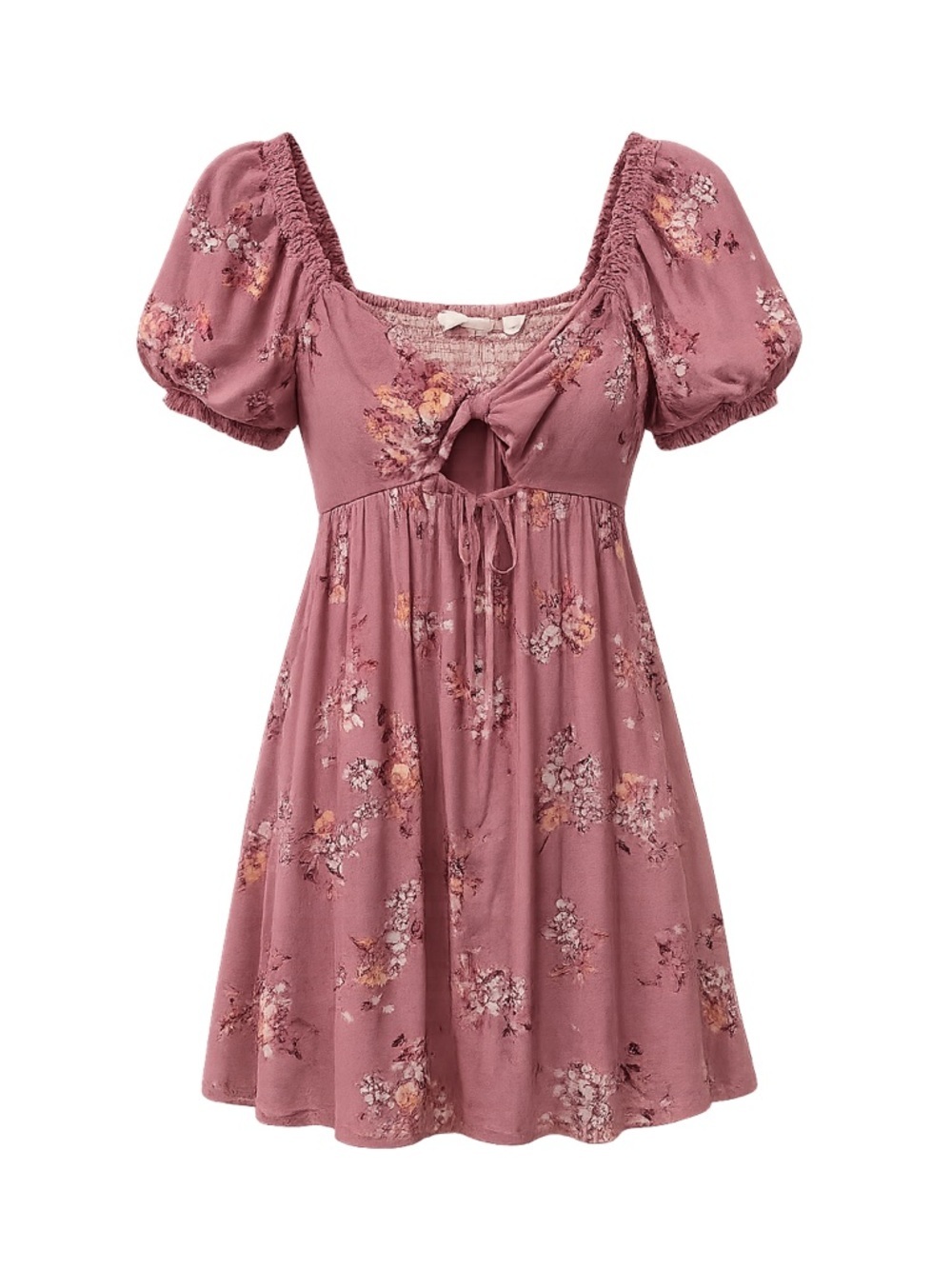 Altar’d State linen blend floral cut out mini dress, small